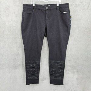 Seven7 Jeans Luxe Skinny 24 Black Embellished Bling Plus Cotton Stretch Boho New